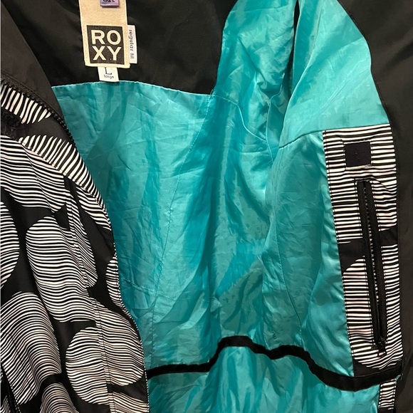 Roxy Snowboard Ski Winter Black and White Circle Print Jacket Large - Picture 5 of 9